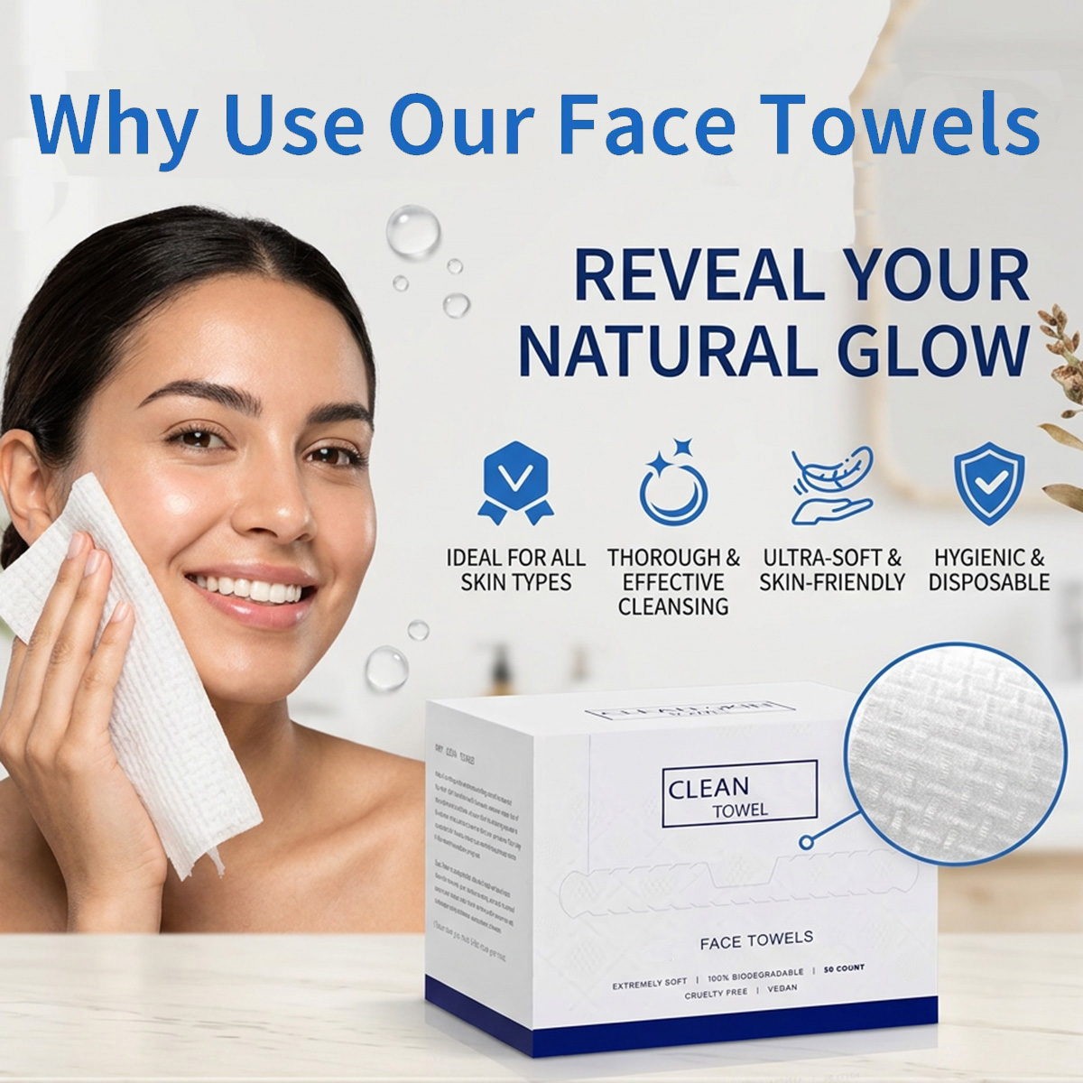 Beauty Makeup Remover - 50Pcs/Box Disposable Face Towels Facial Cleansing