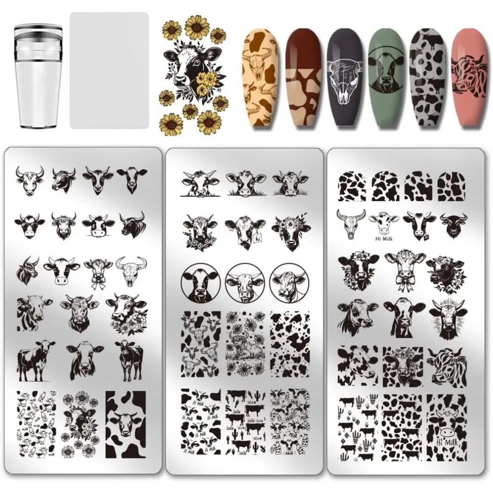 3pcs Cow-Theme Nail Stamping P - огляд і ціна Nail Art Stamping Kit