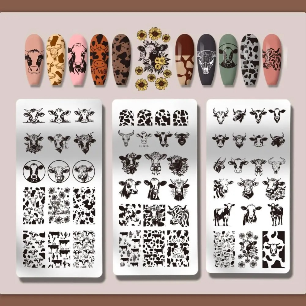 3pcs Cow-Theme Nail Stamping P - огляд і ціна Nail Art Stamping Kit