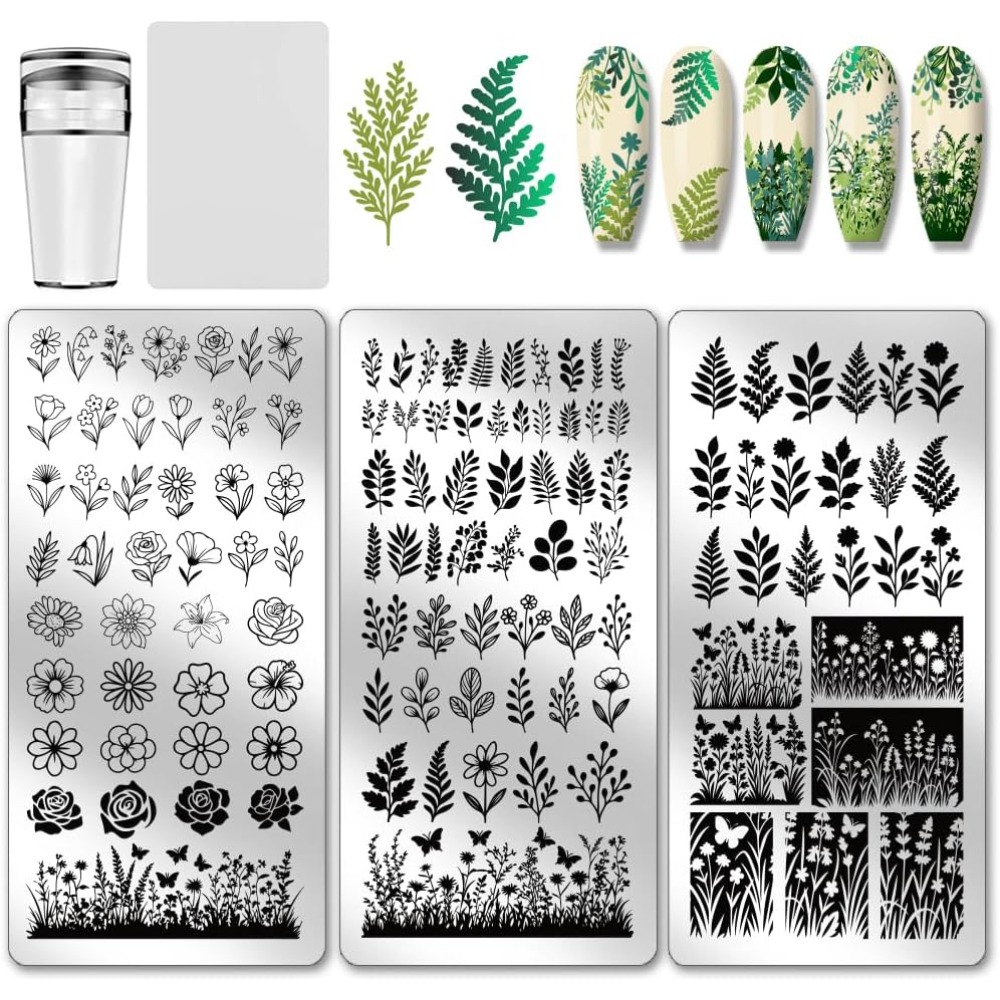 3pcs Flower Leaf Nail Stamping - огляд і ціна Nail Art Stamping Kit
