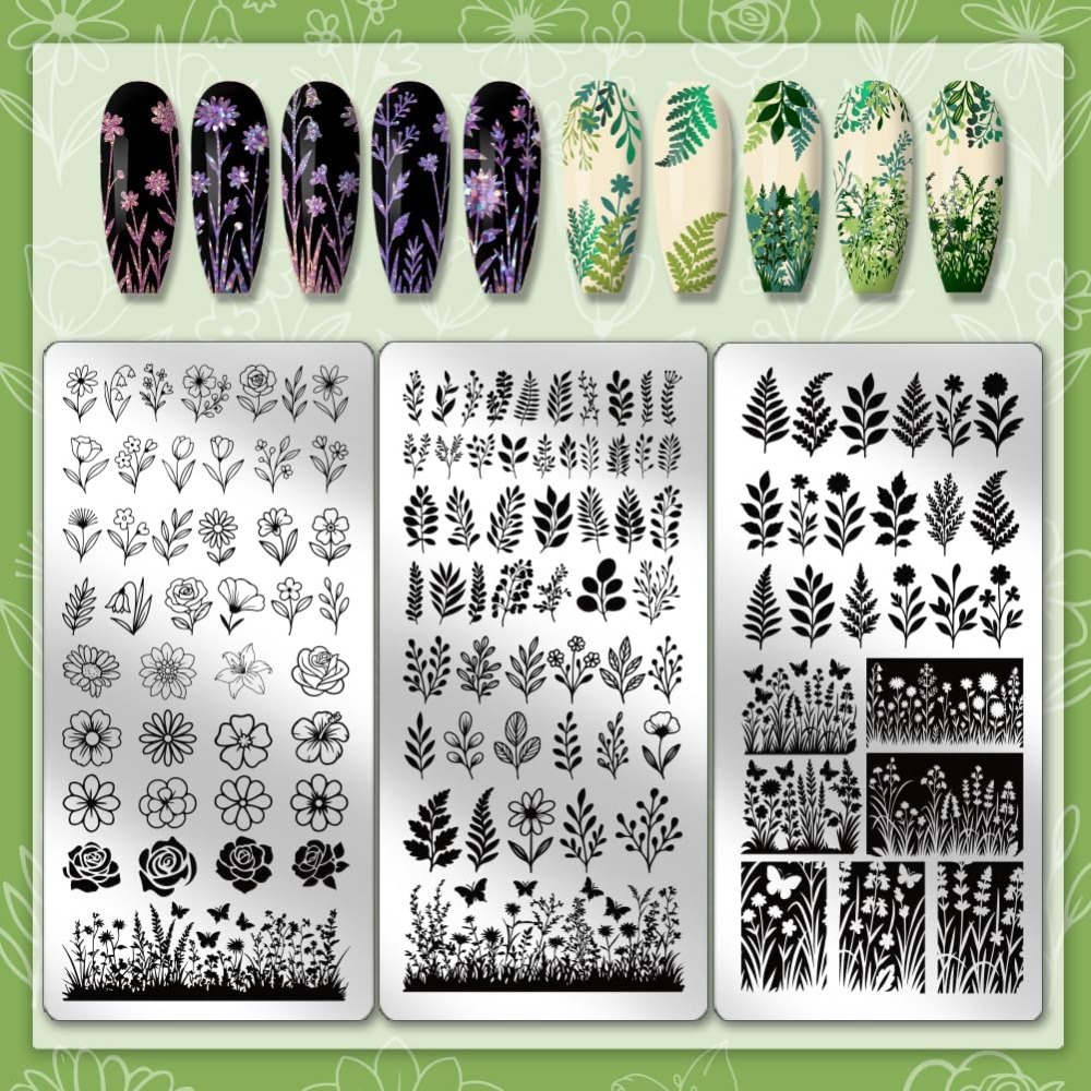 3pcs Flower Leaf Nail Stamping - огляд і ціна Nail Art Stamping Kit
