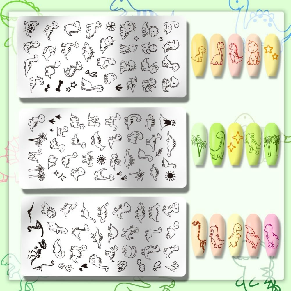 3pcs Dinosaur Nail Stamping Pl - огляд і ціна Nail Art Stamping Kit