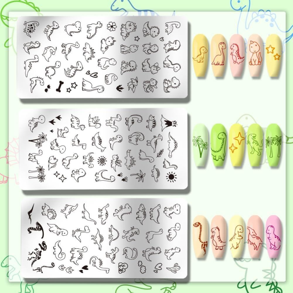 3pcs Dinosaur Nail Stamping Pl - огляд і ціна Nail Art Stamping Kit